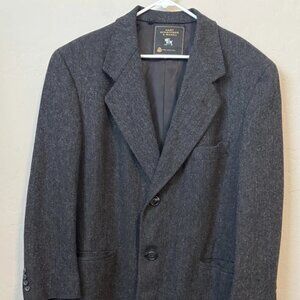 Vintage Hart Schaffner Marx Dress Overcoat Men's 42R Gray Wool Herringbone Coat